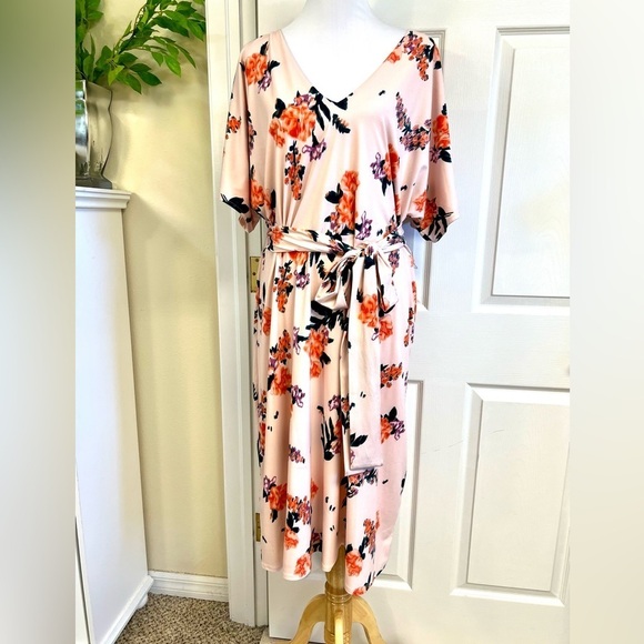 RACHEL RACHEL ROY Plus 2X Floral stretchy orange boho cottagecore midi dress - Picture 1 of 9